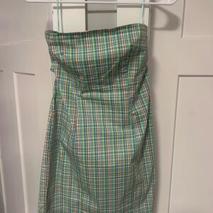 Kimchi Blue Multicolor Plaid Strapless Dress